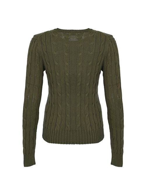 Maglia a trecce in cotone con logo Medium Green POLO RALPH LAUREN | 211971869501